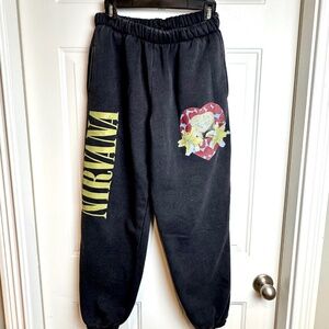 Nirvana Heart Shape Graphic Cotton Sweatpants, Size Medium